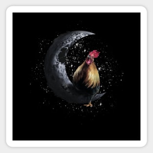 Chicken Sitting on Moon Sticker